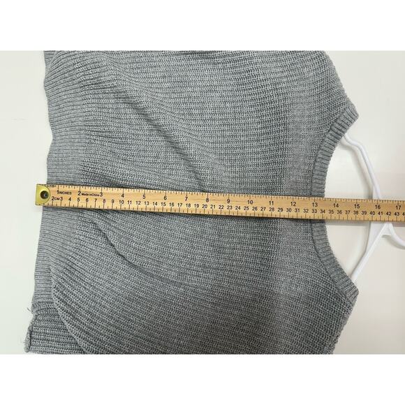 Hollister Womens Sweater Size Unknown Gray Ribbed Long Sleeve Cropped - Picture 10 of 11